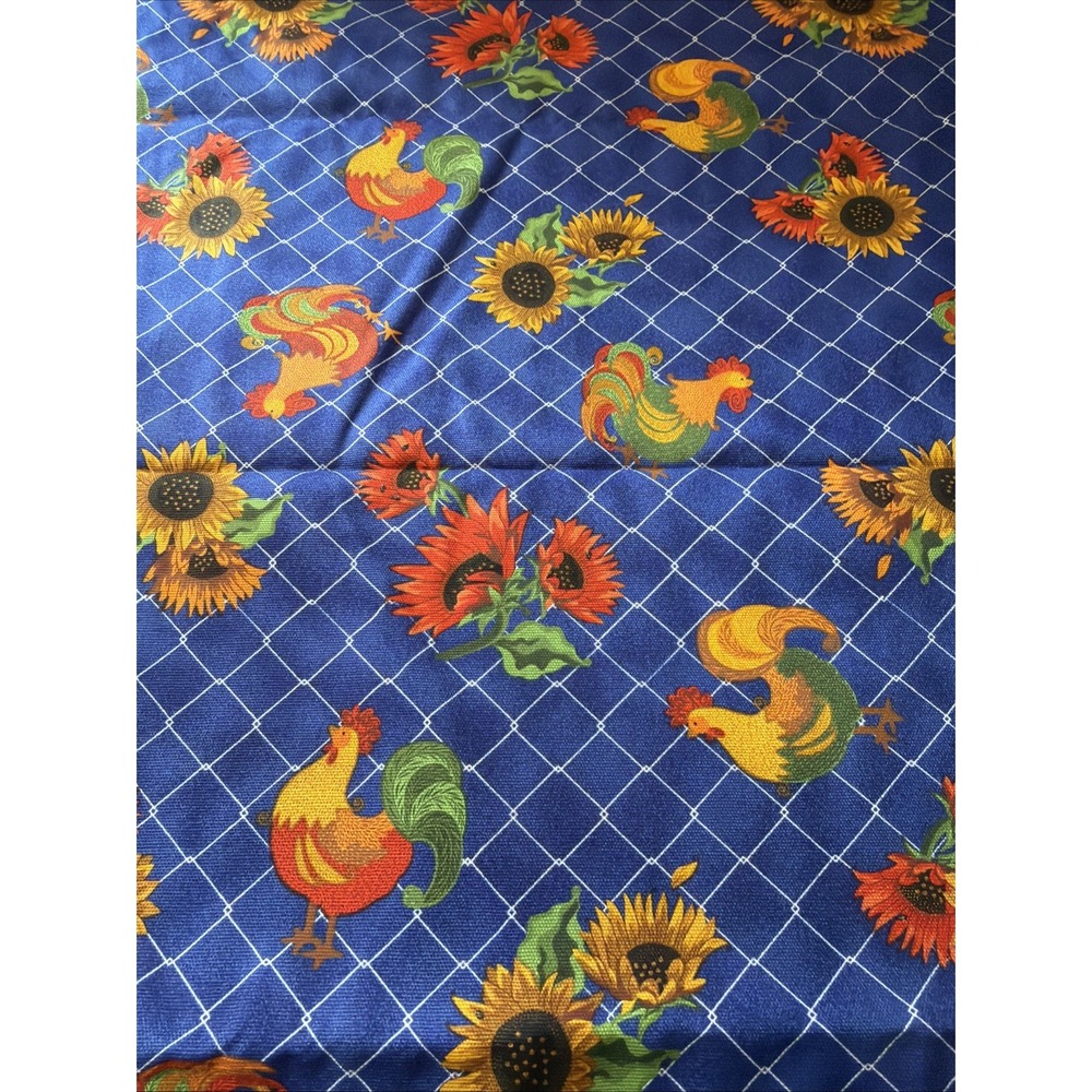 Vtg Rooster Sunflower Allocer Pattern For Springs Creative Products 1.5 Yards